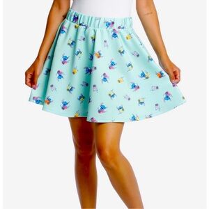 Disney Stitch Boba Teal Skater Skirt 2X Green Elastic Waist Lilo & Stitch Cute